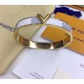 Louis Vuitton Female V Sign Open Monogram / Damier Canvas Covered Metal  Hoop Bracelet Vintage Fashion