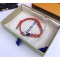 Simple Louis Vuitton Colors Bead Unisex LV Initials Monogram Bouquets  Enamel Steel Charm Bracelet Blue/Orange