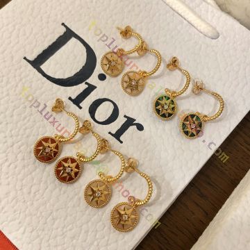 Dior Rose 8 Awn Star earrings 18k rose gold red ceramic diamond