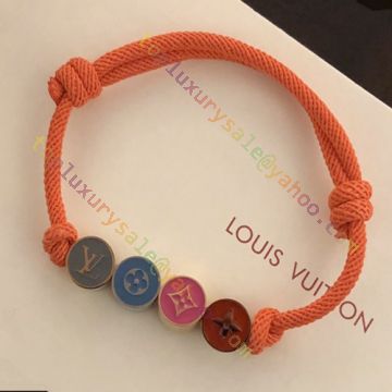 Louis Vuitton, Accessories, Louis Vuitton Lv Silver Monogram Multicolor  Beads Adjustable Corded Bracelet8