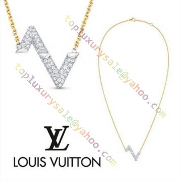 Louis Vuitton 18K White Gold Diamond Large LV Volt One Pendant Necklace