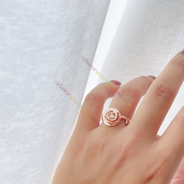 Rose Dior Couture Series Rose Gold Rose Flower Shaped Square