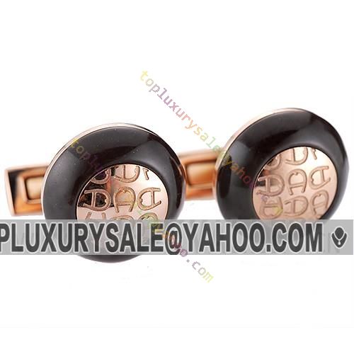 Aigner Men Rose Gold plated Round Cufflinks Retro Style A Logo