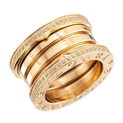 Bvlgari B.zero1 Yellow Gold plated Spiral Ring Adorned Crystals