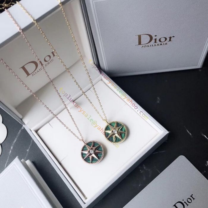 Dior Rose De Vents 925 Silver Eight-pointed Star Pendant Ladies  Double-Sided Diamonds Medallion Necklace/